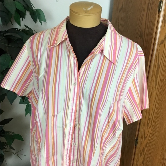 Venezia 18/20 short sleeve stripe button down blouse - Picture 9 of 11